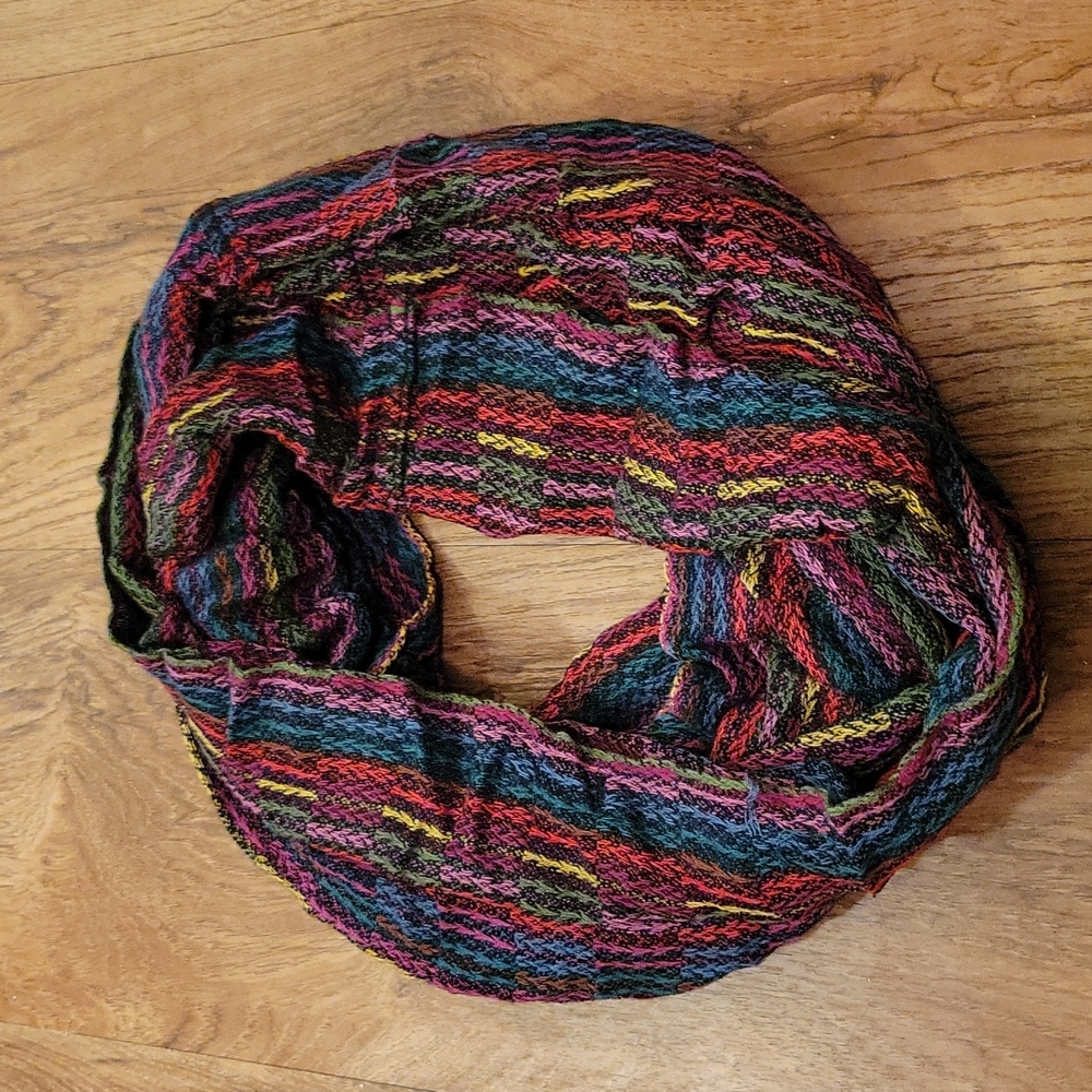 Infinity Scarf Black with Colorful Pattern